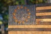 An oak interpretation of the American Flag​ has been carved from the 619-year-old Basking Ridge Oak Tree​.